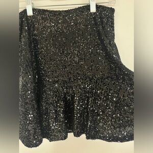 Free People black sequin circle skirt size small
